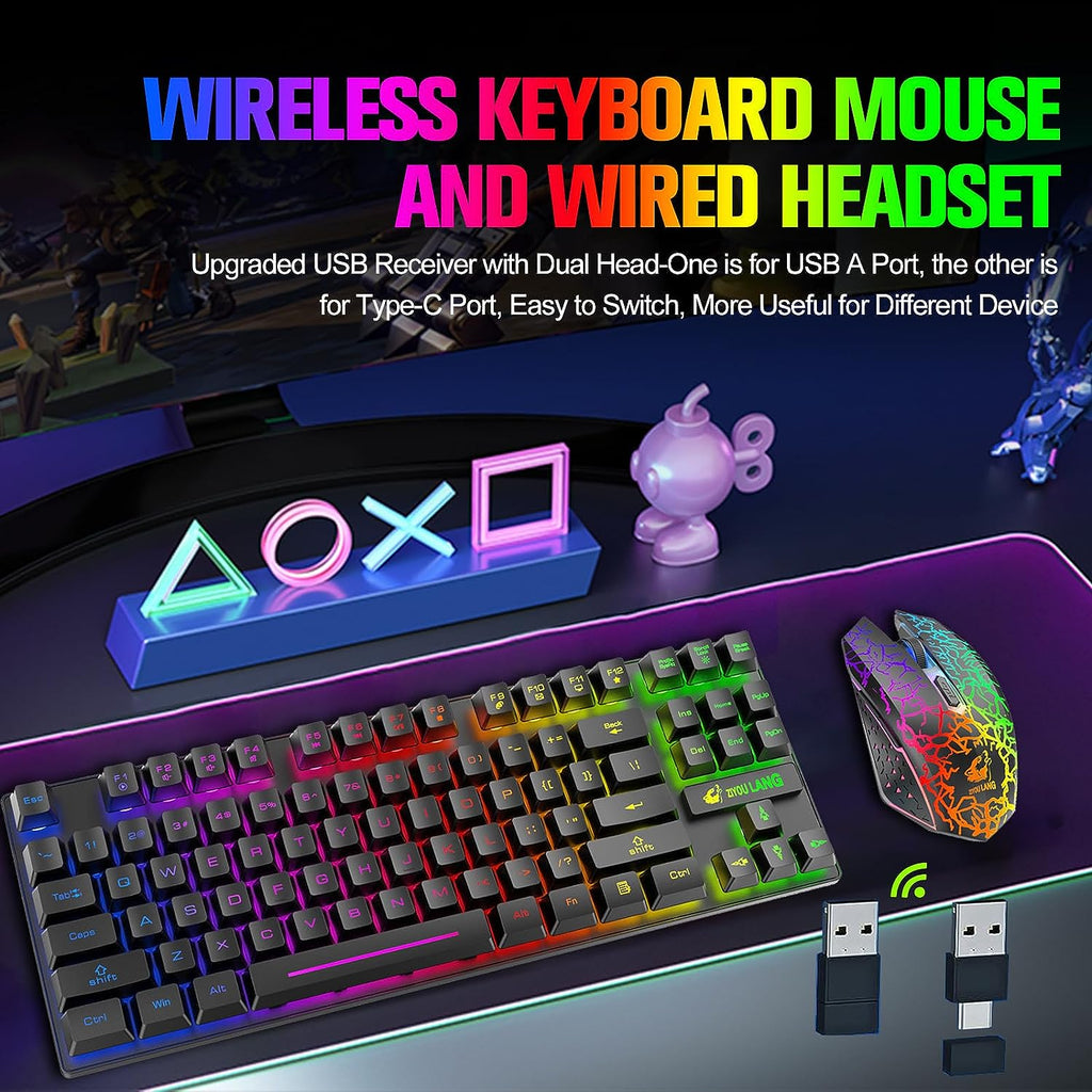 Wireless Gaming Keyboard and Mouse Combo 