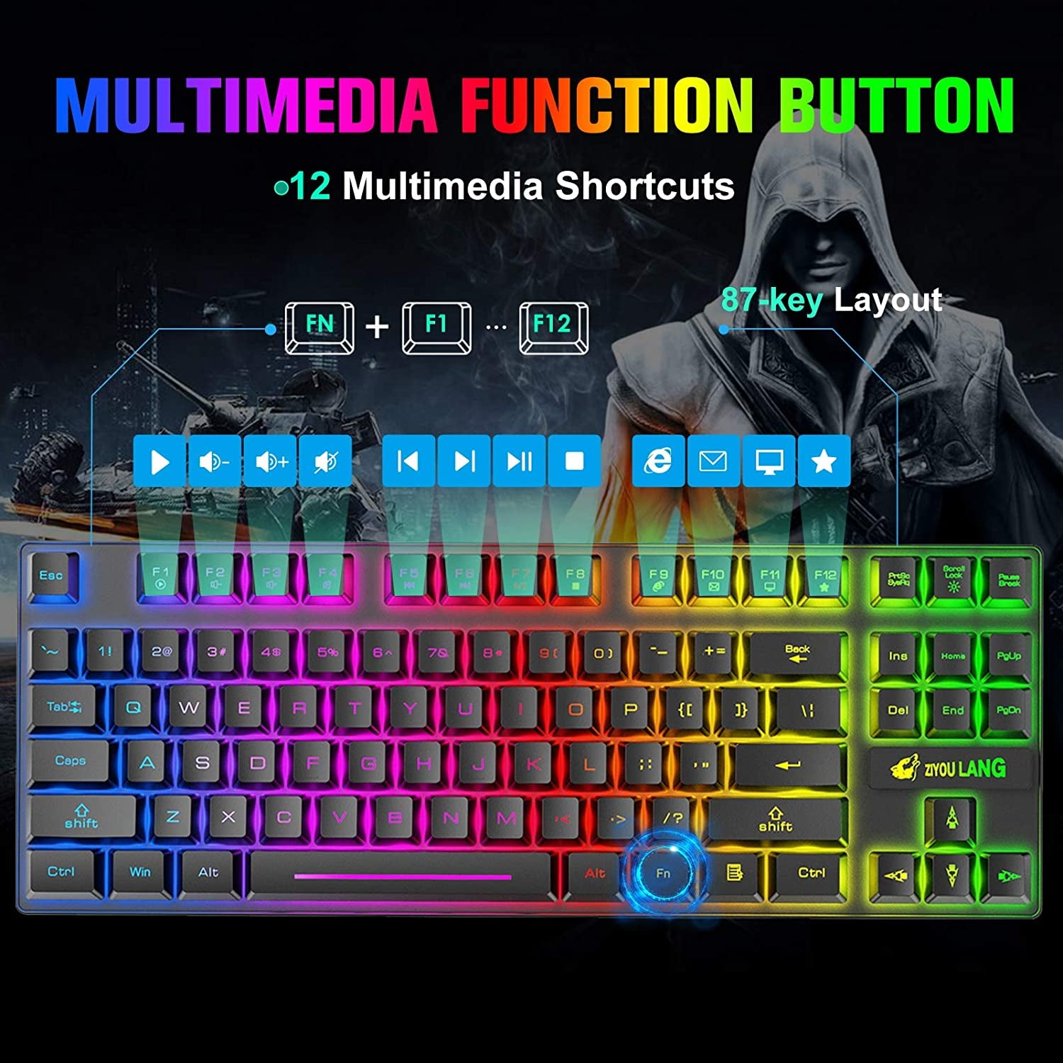 Wireless Gaming Keyboard and Mouse Combo 