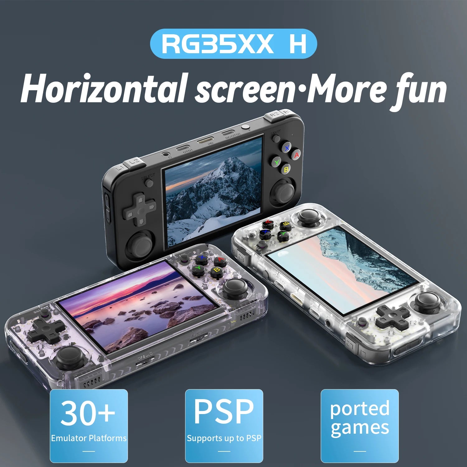RG35XX H Handheld Video Game Consoles Linux 3.5-Inch IPS 640*480 Screen H700 Retro Gaming Player 5000+ Games Kids Gift