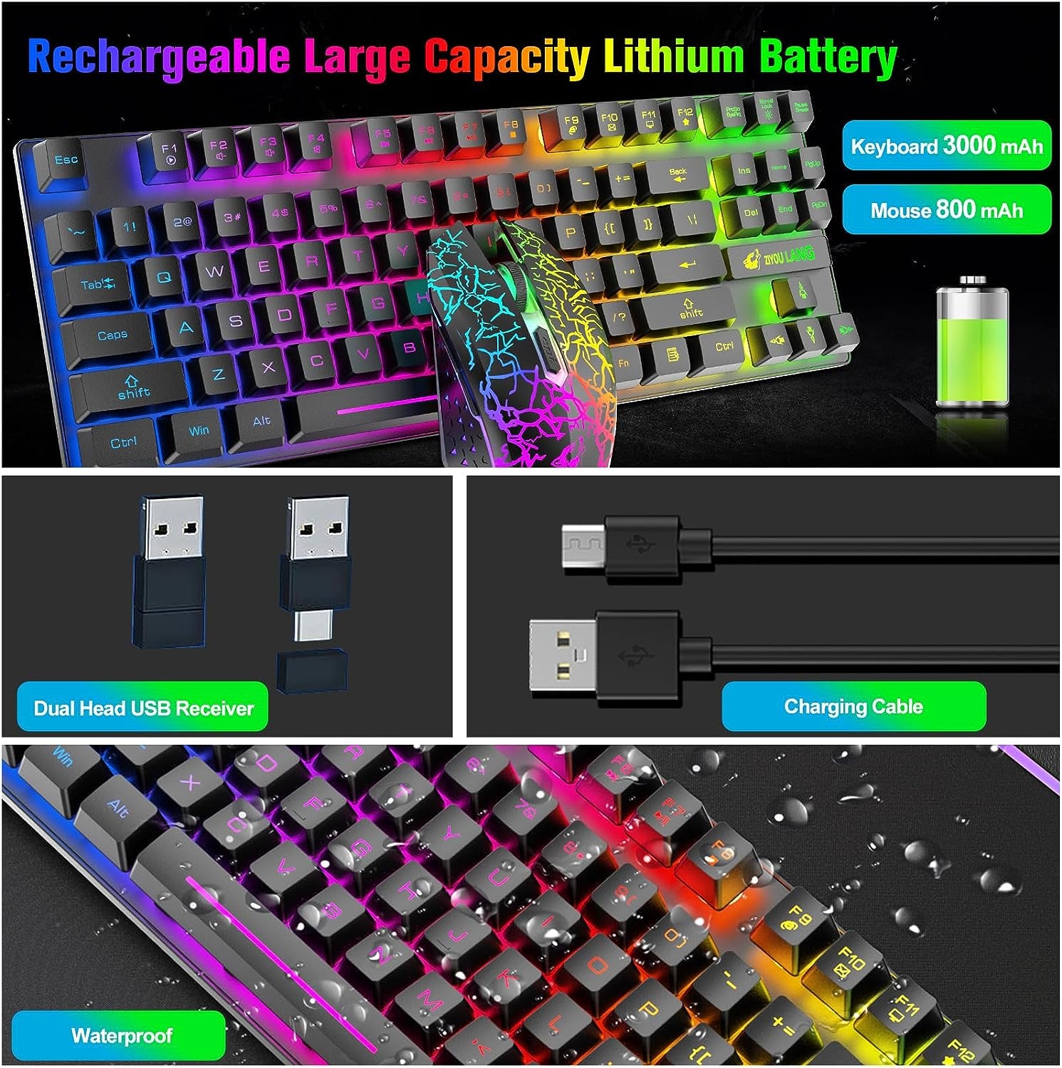 Wireless Gaming Keyboard and Mouse Combo 