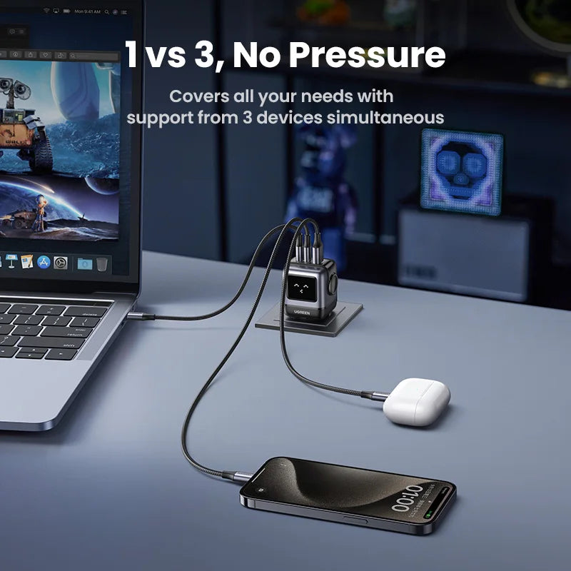 65W Gan Charger Uno Robot Design PD Fast Charger PPS PD3.0 for Iphone 16 15 14 Fast Charge for Xiaomi Laptop Macbook Pro
